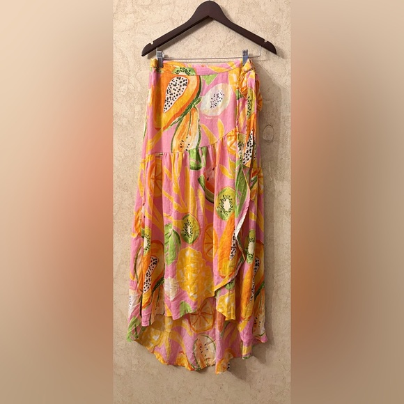 C&C California Tropical Print Hi Lo Wrap  Maxi Skirt - Picture 1 of 6